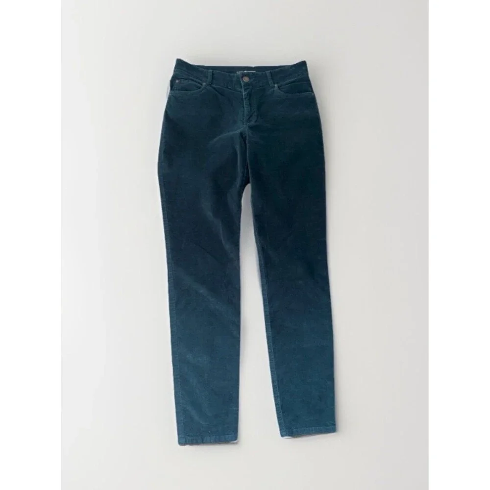 Peruvian Connection Zoe Velveteen Jeans Teal Blue Womens 4 High Rise Slim Pants